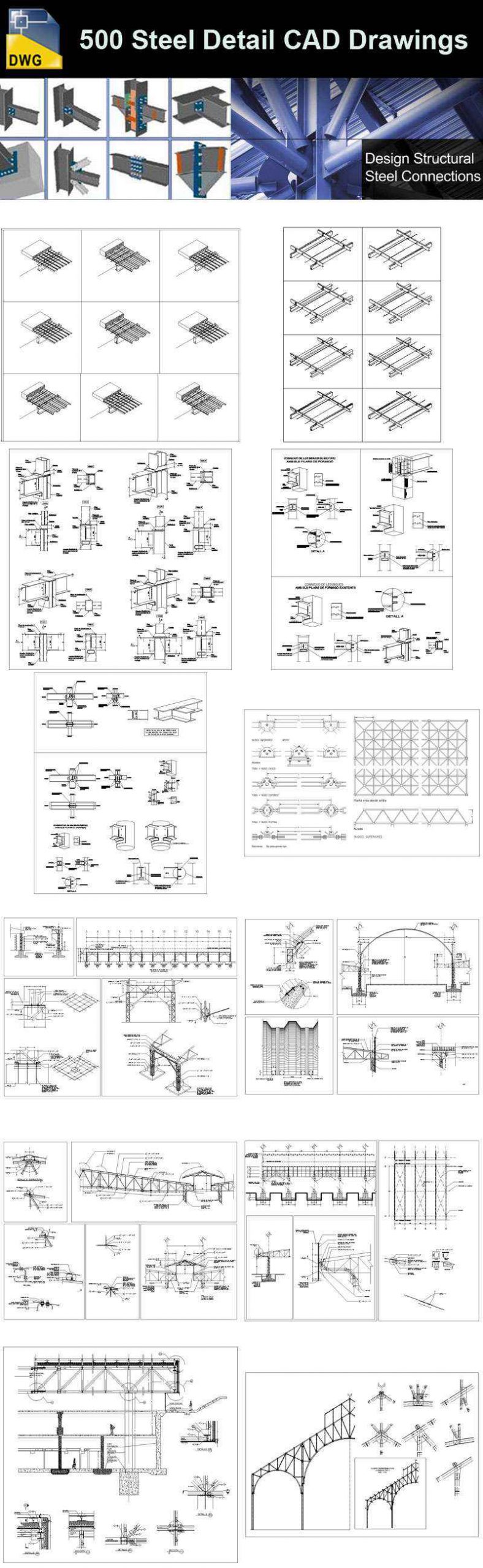 Over 500+ various type of Steel Structure Details CAD Drawings - Image 5