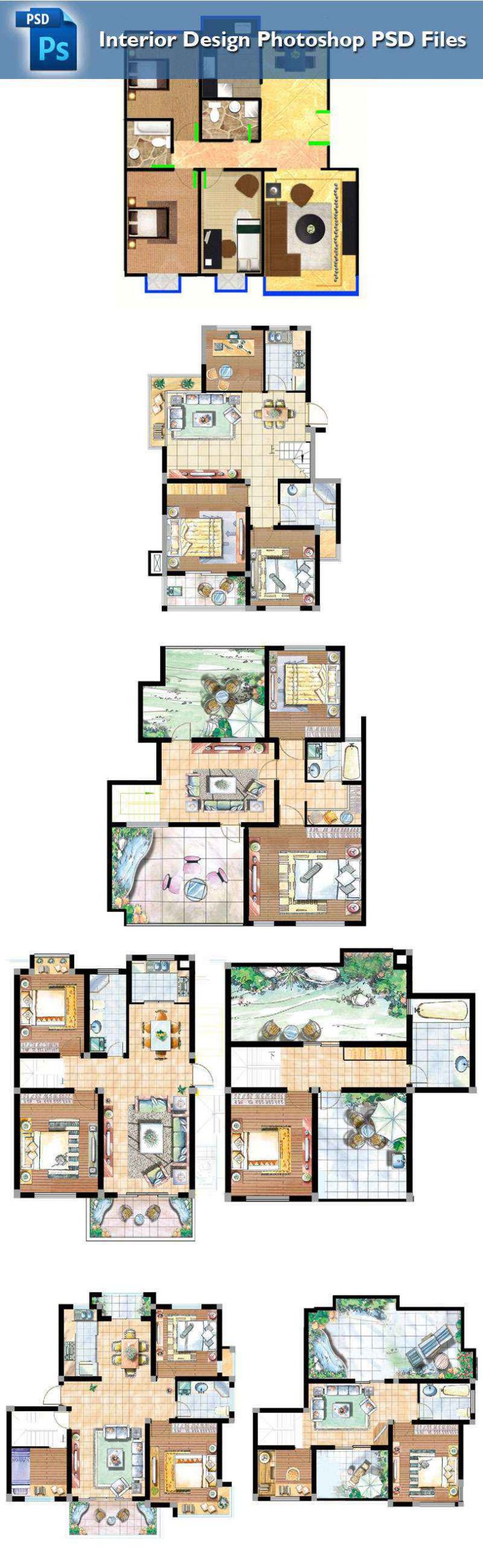 15 Types of Interior Design Layouts Photoshop PSD Template V.2 - Image 2