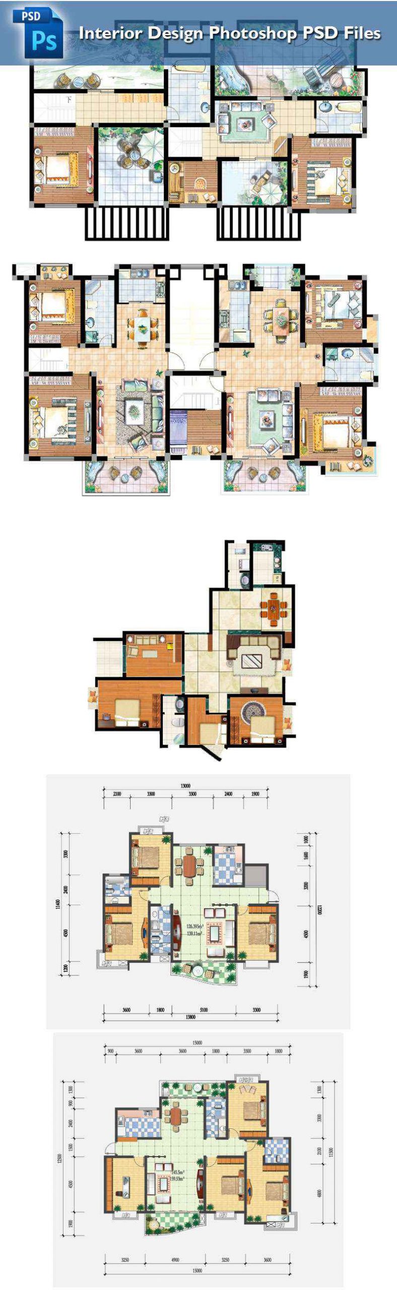 15 Types of Interior Design Layouts Photoshop PSD Template V.2 - Image 3