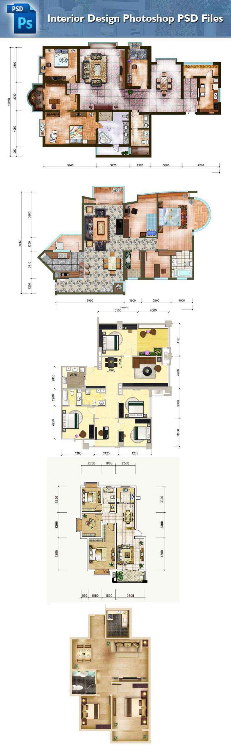 15 Types of Interior Design Layouts Photoshop PSD Template V.1 - Image 3