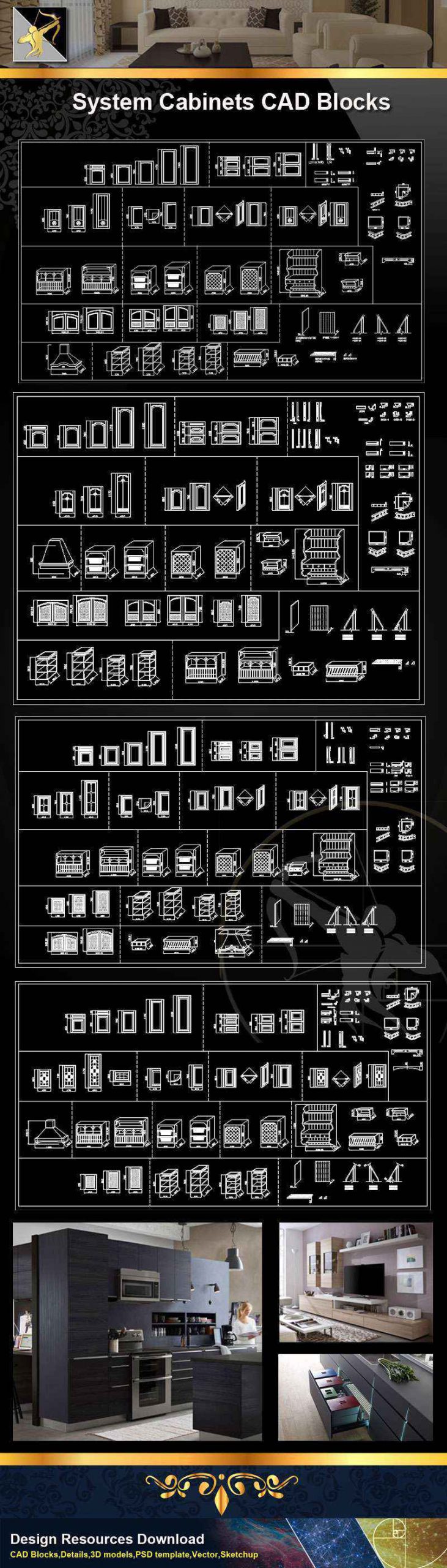 ★【 System Cabinets CAD Drawings V.1】@Autocad Blocks,Drawings,CAD Details,Elevation