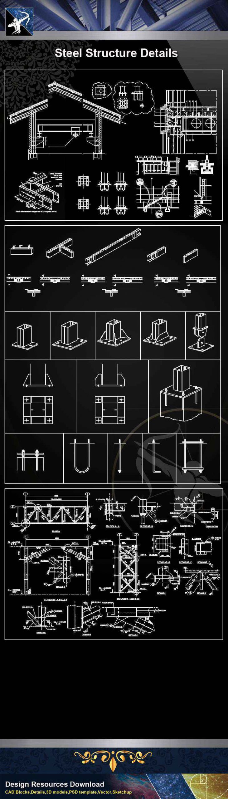 【Architecture CAD Details Collections】Steel Structure Details V.4 - Image 2