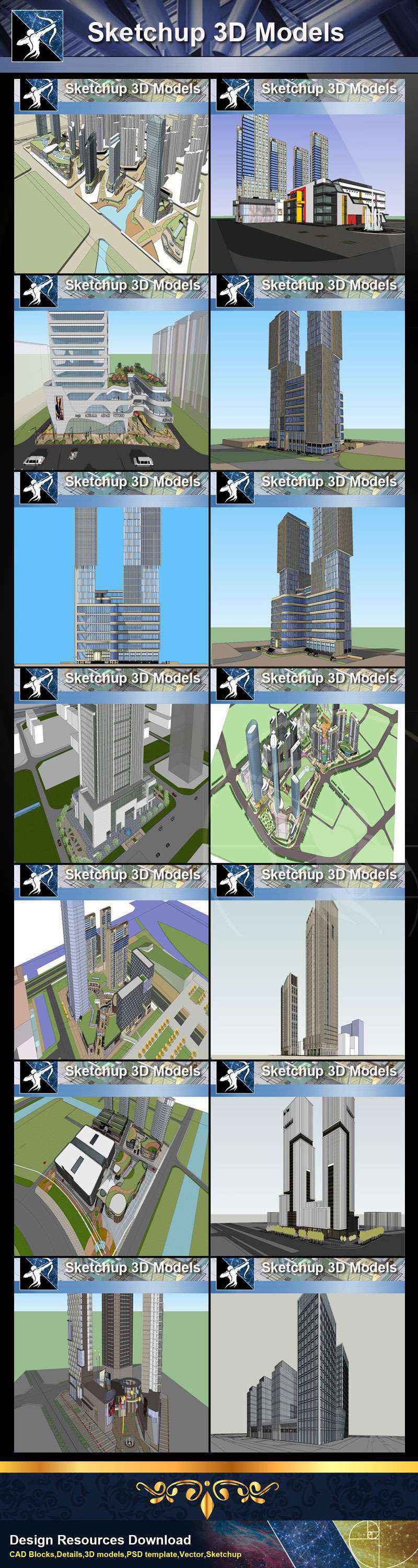 ★Best 37 Types of Commercial,Shopping Mall Sketchup 3D Models Collection
