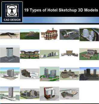 ★【Sketchup 3D Models】19 Types of Hotel Sketchup 3D Models  V.2