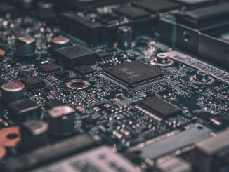 Glowing circuit board representing AI in architecture