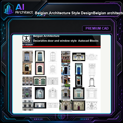 ★【Belgian Architecture Style Design】Belgian architecture · Decorative door and window style CAD Drawings
