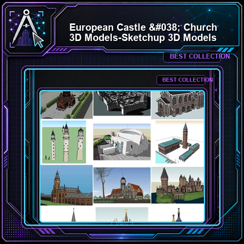 European Castle & Church 3D Models-Sketchup 3D Models(Best Recommanded!!)