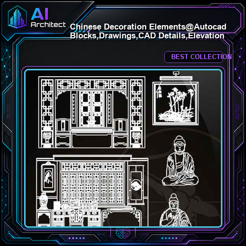 ★【Chinese Decoration Elements】@Autocad Blocks,Drawings,CAD Details,Elevation