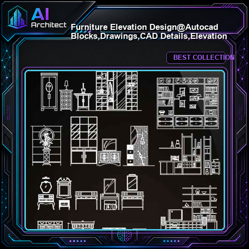 ★【Furniture Elevation Design】@Autocad Blocks,Drawings,CAD Details,Elevation