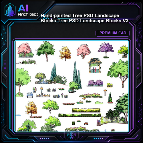 ★【 Hand painted Tree PSD Landscape Blocks 】Tree PSD Landscape Blocks V3