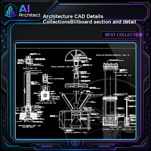【Architecture CAD Details Collections】Billboard section and detail