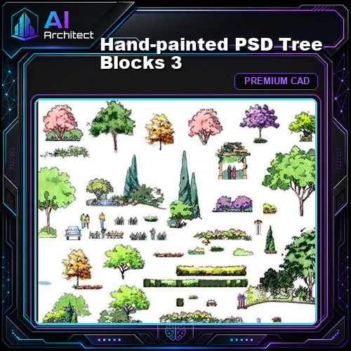 Hand-painted PSD Tree Blocks 3