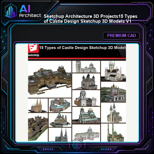 💎【Sketchup Architecture 3D Projects】15 Types of Castle Design Sketchup 3D Models V1