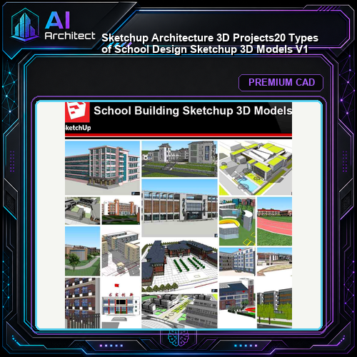💎【Sketchup Architecture 3D Projects】20 Types of School Design Sketchup 3D Models V1