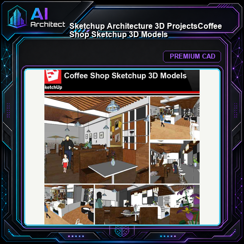 💎【Sketchup Architecture 3D Projects】Coffee Shop Sketchup 3D Models