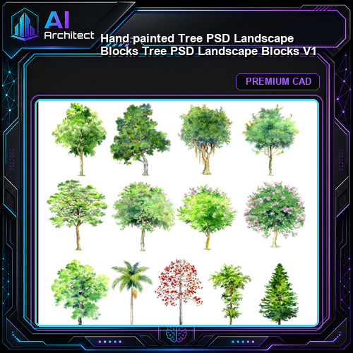 ★【 Hand painted Tree PSD Landscape Blocks 】Tree PSD Landscape Blocks V1