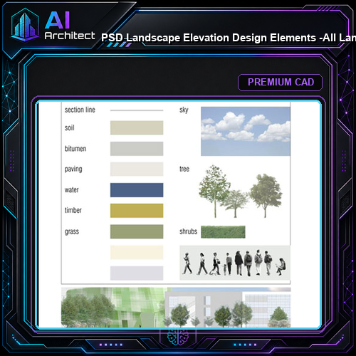 ★【 PSD Landscape Elevation Design Elements -All  Landscape Design Elements Download V1】