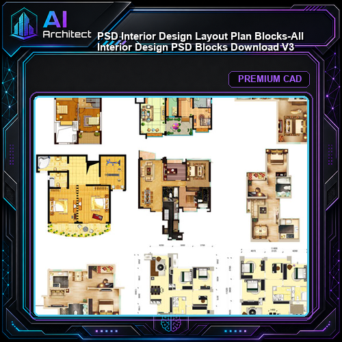 ★【 PSD Interior Design Layout Plan Blocks-All  Interior Design PSD Blocks Download V3】