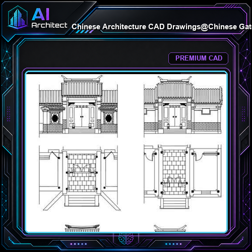 ★【Chinese Architecture CAD Drawings】@Chinese Gate,Door Design Drawings,CAD Details,Elevation