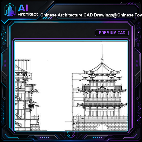 ★【Chinese Architecture CAD Drawings】@Chinese Tower Drawings,CAD Details,Elevation