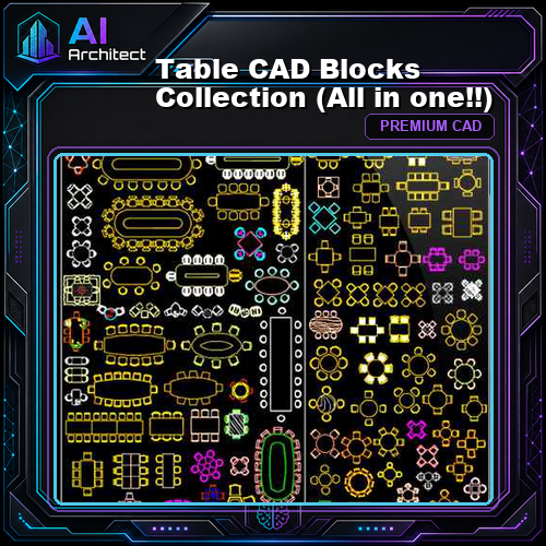 Table CAD Blocks Collection (All in one!!)