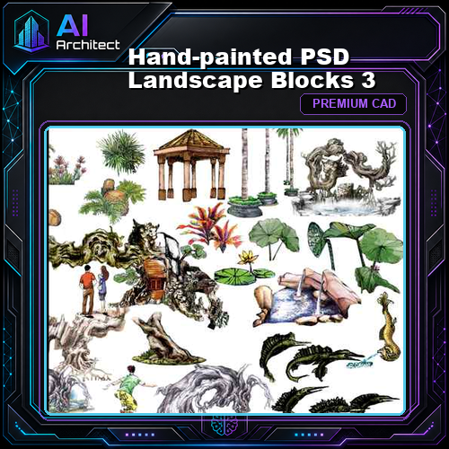 Hand-painted PSD Landscape Blocks 3