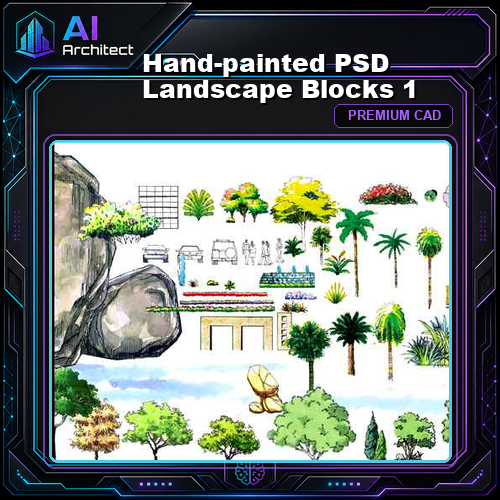 Hand-painted PSD Landscape Blocks 1