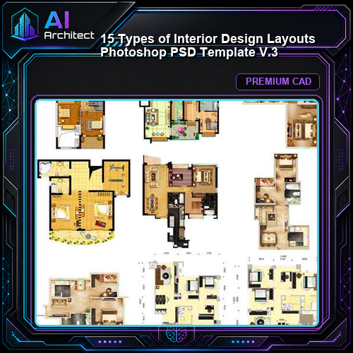 15 Types of Interior Design Layouts Photoshop PSD Template V.3