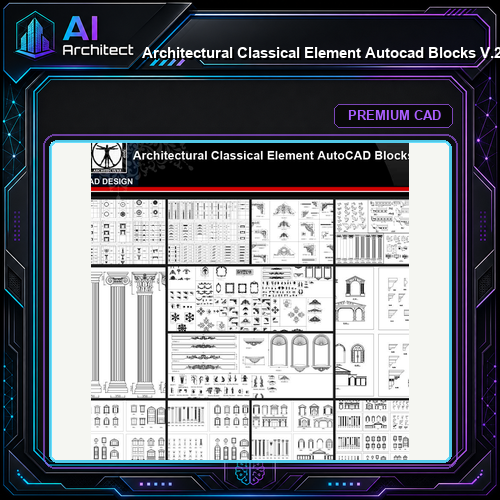 ★【Architectural Classical Element Autocad Blocks V.2】All kinds of architecture decorations CAD blocks Bundle