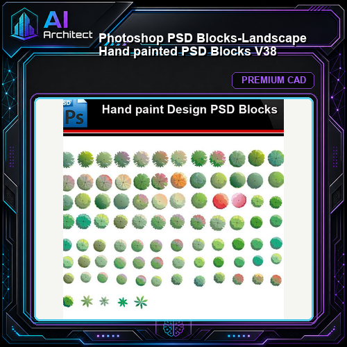 ★Photoshop PSD Blocks-Landscape Hand painted PSD Blocks V38
