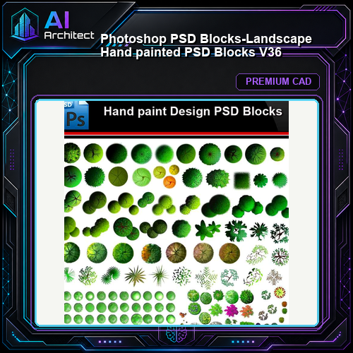 ★Photoshop PSD Blocks-Landscape Hand painted PSD Blocks V36