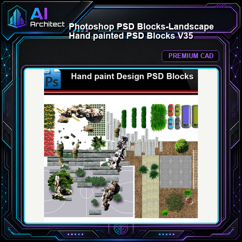 ★Photoshop PSD Blocks-Landscape Hand painted PSD Blocks V35