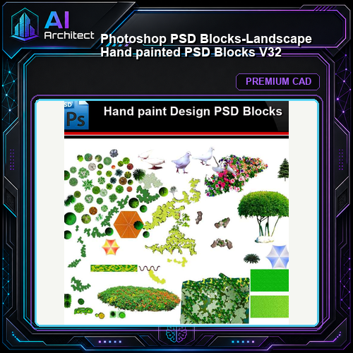 ★Photoshop PSD Blocks-Landscape Hand painted PSD Blocks V32