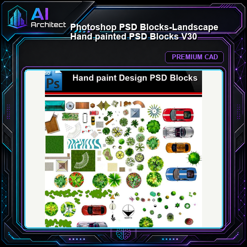 ★Photoshop PSD Blocks-Landscape Hand painted PSD Blocks V30