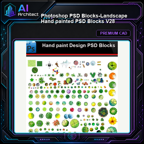 ★Photoshop PSD Blocks-Landscape Hand painted PSD Blocks V28