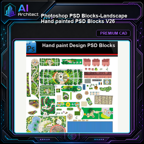 ★Photoshop PSD Blocks-Landscape Hand painted PSD Blocks V26