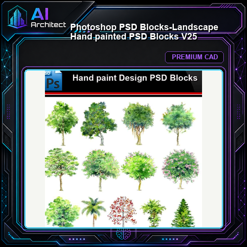 ★Photoshop PSD Blocks-Landscape Hand painted PSD Blocks V25