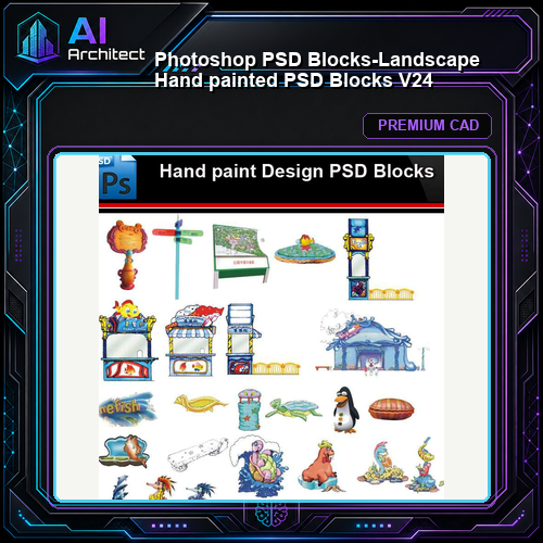 ★Photoshop PSD Blocks-Landscape Hand painted PSD Blocks V24