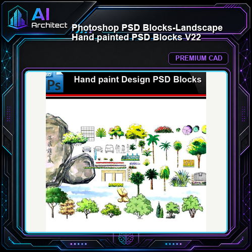 ★Photoshop PSD Blocks-Landscape Hand painted PSD Blocks V22