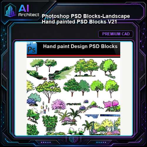 ★Photoshop PSD Blocks-Landscape Hand painted PSD Blocks V21