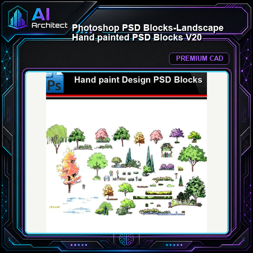 ★Photoshop PSD Blocks-Landscape Hand painted PSD Blocks V20