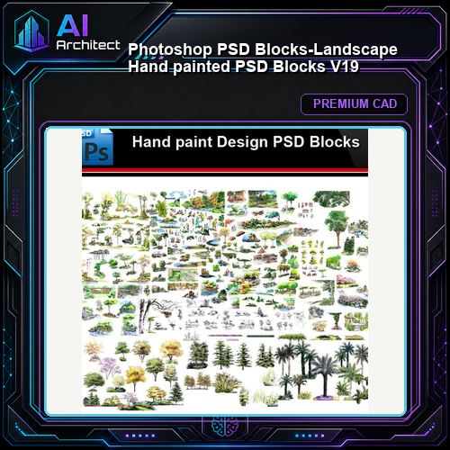 ★Photoshop PSD Blocks-Landscape Hand painted PSD Blocks V19