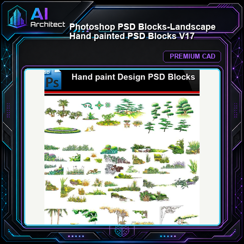 ★Photoshop PSD Blocks-Landscape Hand painted PSD Blocks V17