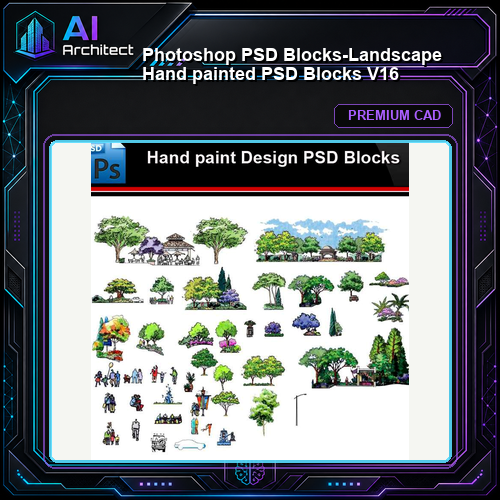 ★Photoshop PSD Blocks-Landscape Hand painted PSD Blocks V16