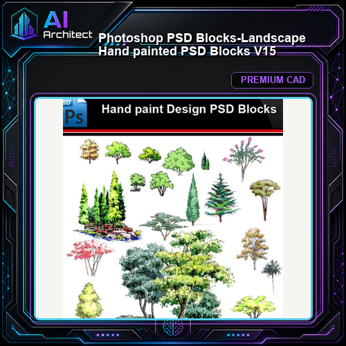 ★Photoshop PSD Blocks-Landscape Hand painted PSD Blocks V15