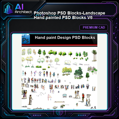 ★Photoshop PSD Blocks-Landscape Hand painted PSD Blocks V6