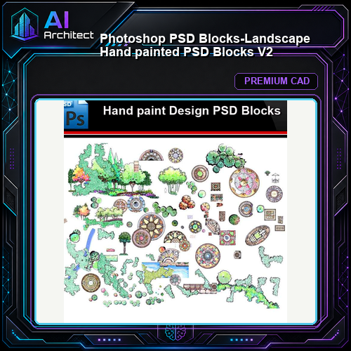 ★Photoshop PSD Blocks-Landscape Hand painted PSD Blocks V2