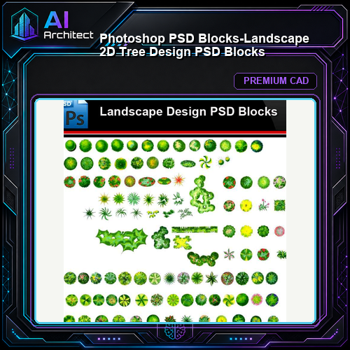 ★Photoshop PSD Blocks-Landscape 2D Tree Design PSD Blocks