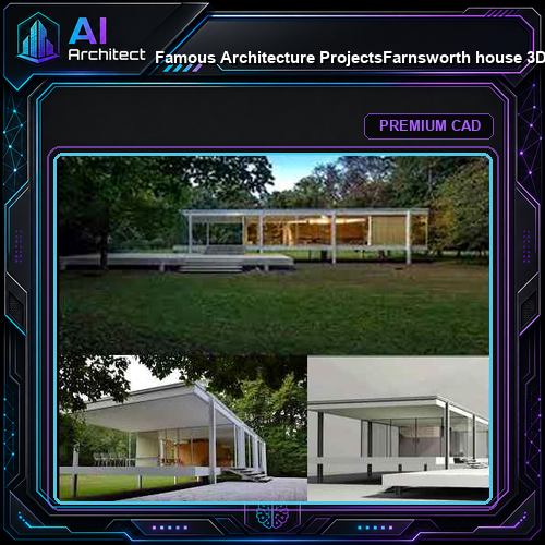 💎【Famous Architecture Projects】Farnsworth house 3D Max model - ludwig mies van der rohe