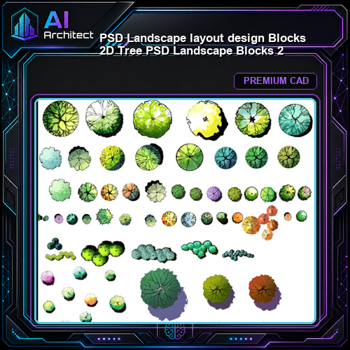 ★【PSD Landscape layout design Blocks 】 2D Tree PSD Landscape Blocks 2